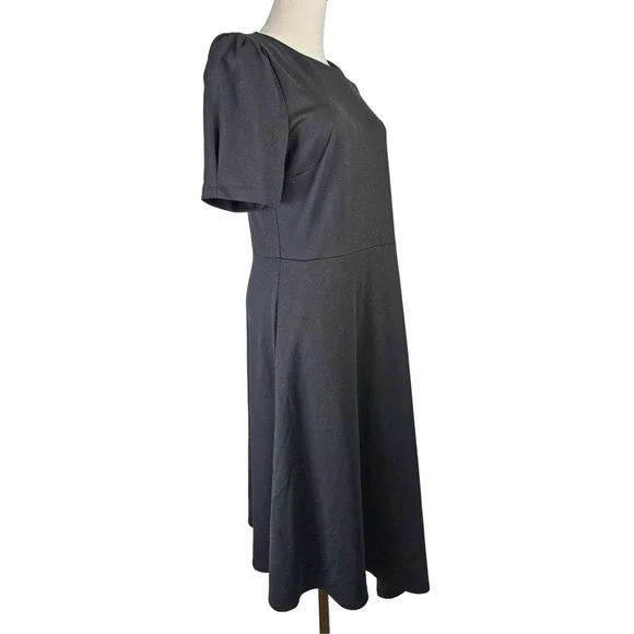 Karl Lagerfeld Paris Dress Womens 8 Black Asymmetrical Hem Puff Sleeve Midi NWT - Picture 3 of 8